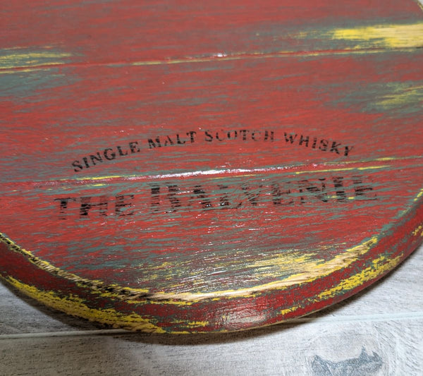 decorative oak barrel lid display plinth