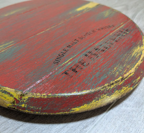 decorative oak barrel lid display plinth