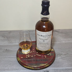 decorative oak barrel lid display plinth