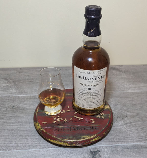 decorative oak barrel lid display plinth