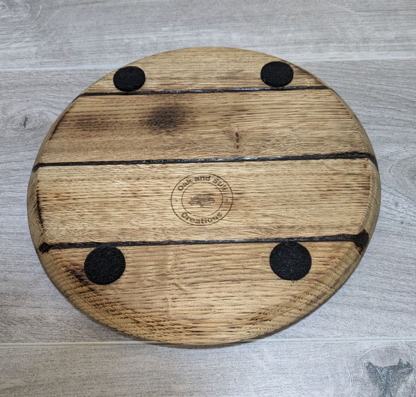 under side of oak barrel lid