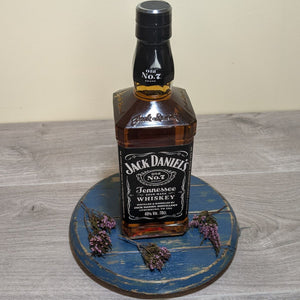 decorative oak barrel lid - blue distressed effect