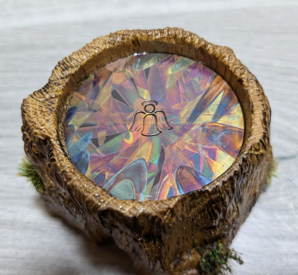 scotch on the rocks oak display plinth with copper flame-painted insert