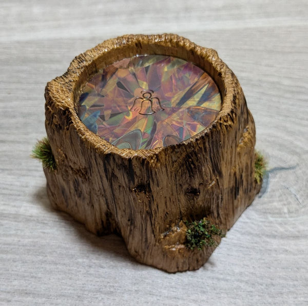 scotch on the rocks oak display plinth with copper flame-painted insert