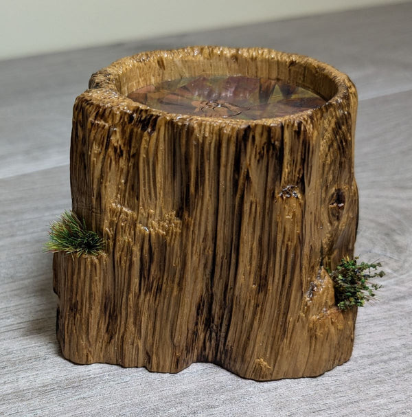 scotch on the rocks oak display plinth with copper flame-painted insert
