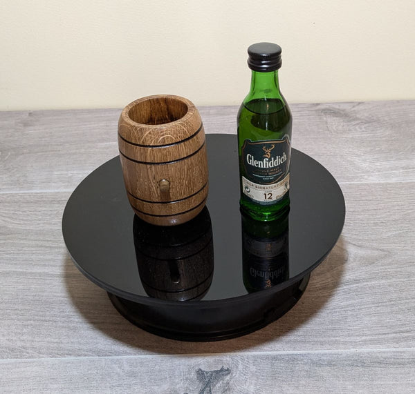 MINI OAK BARREL FOR MINIATURE WHISKY BOTTLE WITH WOODEN BUNG