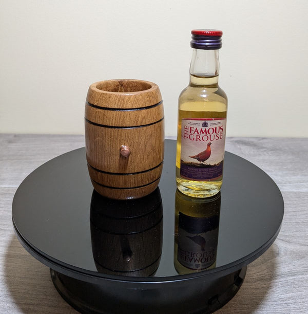 MINI OAK BARREL FOR MINIATURE WHISKY BOTTLE WITH COPPER BUNG