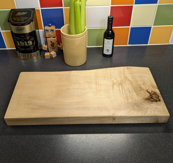 sycamore live-edge chopping board back