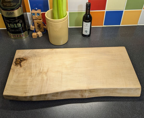 sycamore live-edge chopping board top side