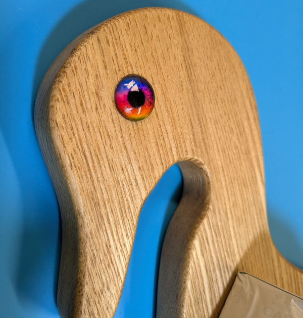 head of live-edge ash duck style charcuterie/serving board
