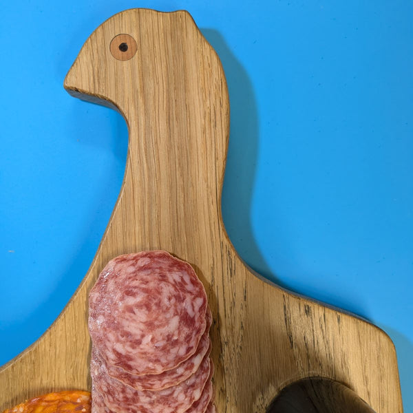 oak charcuterie serving board - partridge head