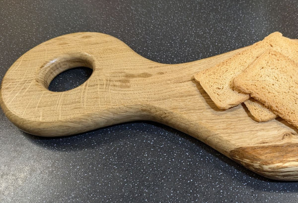 LIVE-EDGE OAK CHARCUTERIE SERVING BOARD & OAK (Yakisugi) WALL HANGER