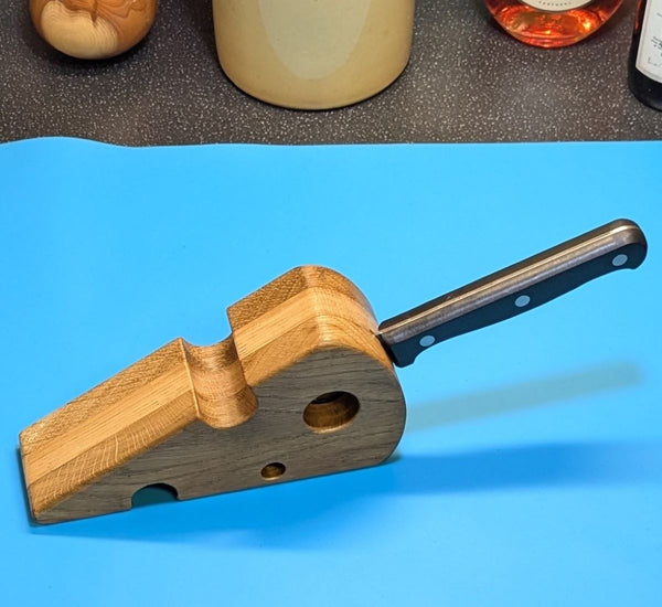 oak cheese wedge knife block and cheese knife