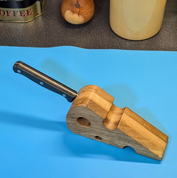oak cheese wedge knife block and cheese knife