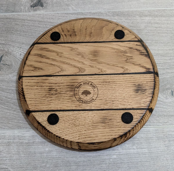 OAK 'BARREL LID STYLE' BOTTLE DISPLAY PLINTH  "SLANGE VAR"