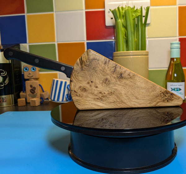 oak cheese wedge knife block with cheese knife