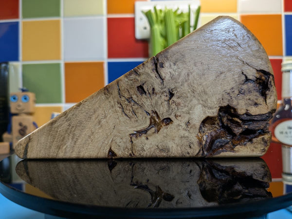 oak cheese wedge knife block close up