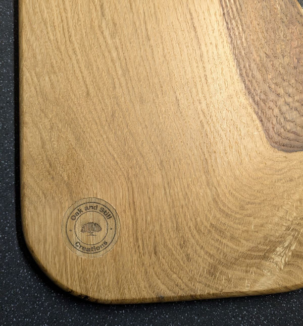 LIVE-EDGE OAK CHARCUTERIE SERVING BOARD & OAK (Yakisugi) WALL HANGER