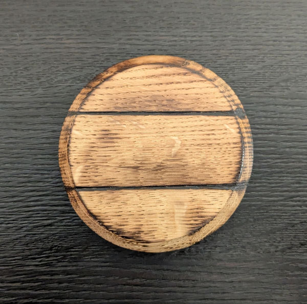 DECORATIVE OAK 'BARREL LID STYLE' COASTER