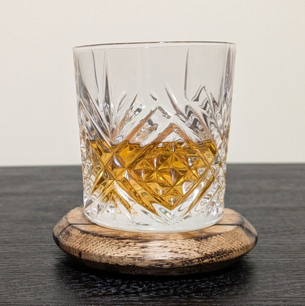 DECORATIVE OAK 'BARREL LID STYLE' COASTER