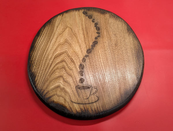 Ash wood 'Coffee Bean style' serving board close up view