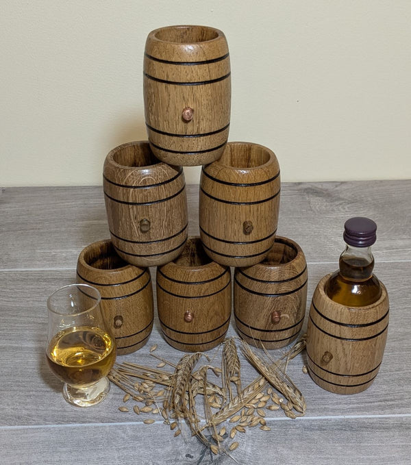 MINI OAK BARREL FOR MINIATURE BOTTLE OF ALCOHOL