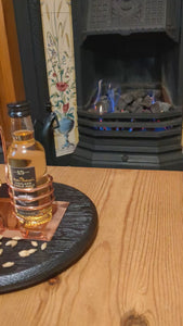 YAKISUGI 'BARREL LID STYLE' DISPLAY PLINTH WITH MINIATURE BOTTLE HOLDER DECORATIVE COPPER STILL VIDEO CLIP