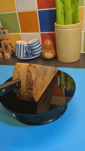 oak cheese block wedge with cheese knife