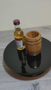 MINI OAK BARREL WITH COPPER BUNG ON TURNTABLE VIDEO
